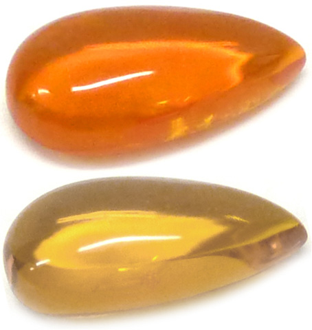 traitement de l'opale par teinture orange