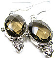 quartz fum� sur boucles d oreilles BO