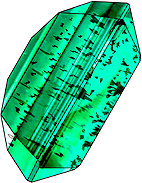inclusions grains noirs et zones rectilignes dans emeraude synthetique anhydre Lennix